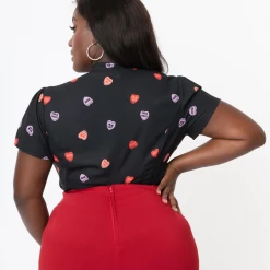 UNIQUE VINTAGE SPOOKY CONVERSATION HEARTS PRINT ELSIE BLOUSE Apparel