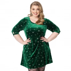 SMAK PARLOUR EMERALD VELVET & SILVER STARBURST COSMIC SHIFT DRESS Shop Sour+Plus