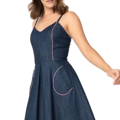 SMAK PARLOUR DENIM ETERNAL OPTIMIST FLARE DRESS Apparel