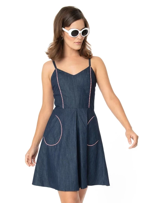 SMAK PARLOUR DENIM ETERNAL OPTIMIST FLARE DRESS Apparel 3 SMAK PARLOUR DENIM ETERNAL OPTIMIST FLARE DRESS Apparel