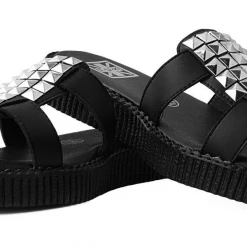 Ghouls Just Wanna Have Sun T.U.K. BLACK TUKSKIN STUDDED MULE SANDALS