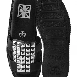 Ghouls Just Wanna Have Sun T.U.K. BLACK TUKSKIN STUDDED MULE SANDALS