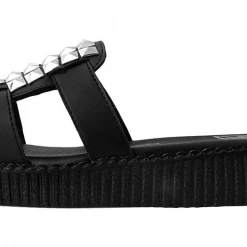 Ghouls Just Wanna Have Sun T.U.K. BLACK TUKSKIN STUDDED MULE SANDALS
