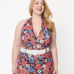 Shop Sour+Plus SMAK PARLOUR BLACK & PURPLE FLORAL PRINT FEELIN GROOVY CROP TOP