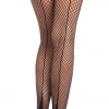 None Accessories FISHNET CUBAN HEEL BACKSEAM THIGH HIGH STOCKINGS