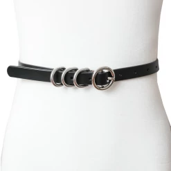 None Back In Stock FOUR RING SKINNY BELT BLACK