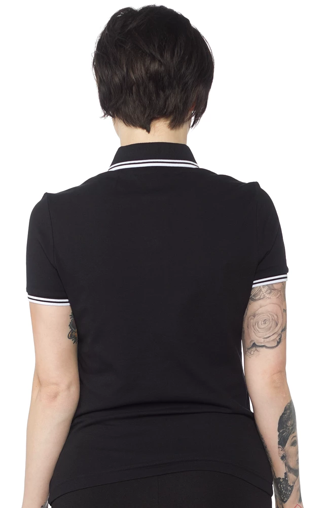 FRED PERRY GIRLS TWIN TIPPED POLO BLK/WHT