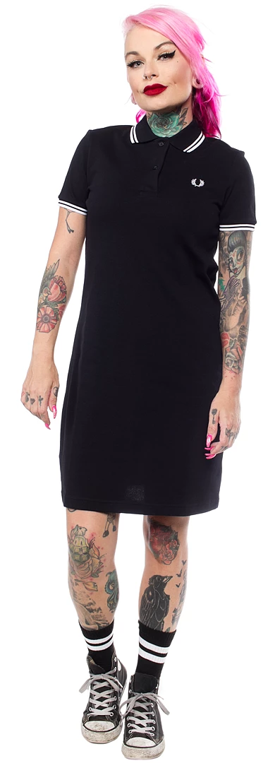 FRED PERRY GIRLS TWIN TIPPED POLO DRESS BLK
