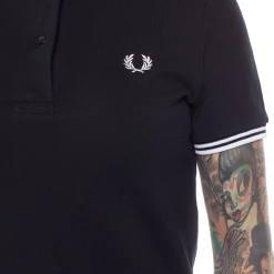 FRED PERRY GIRLS TWIN TIPPED POLO DRESS BLK