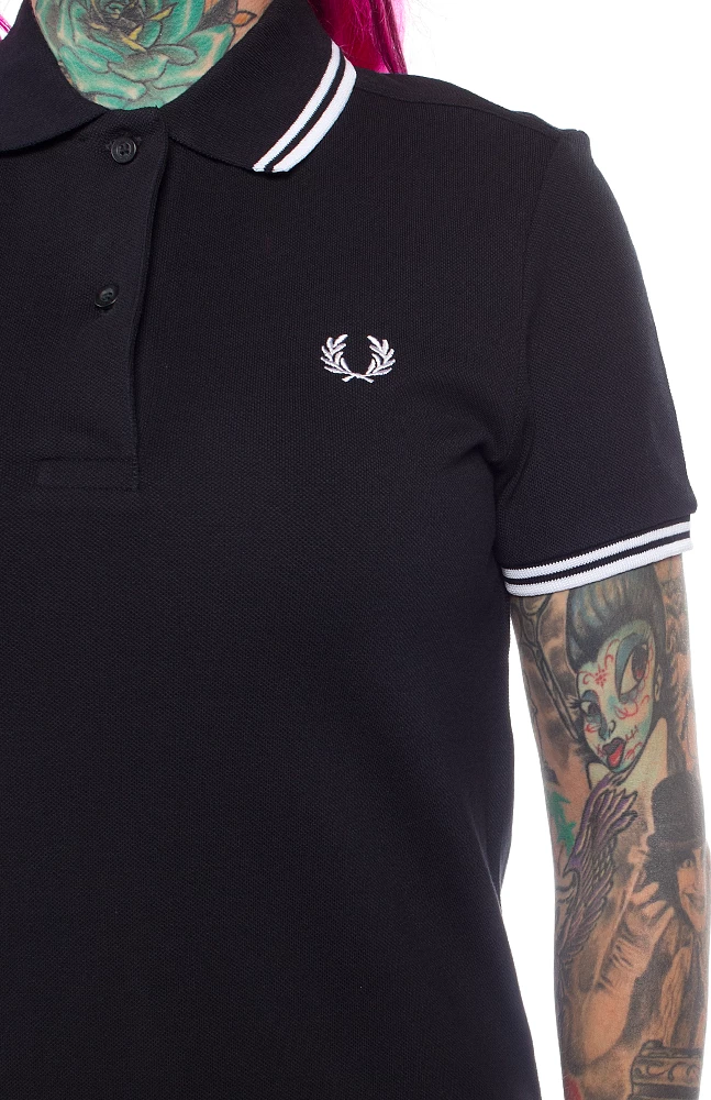 FRED PERRY GIRLS TWIN TIPPED POLO DRESS BLK