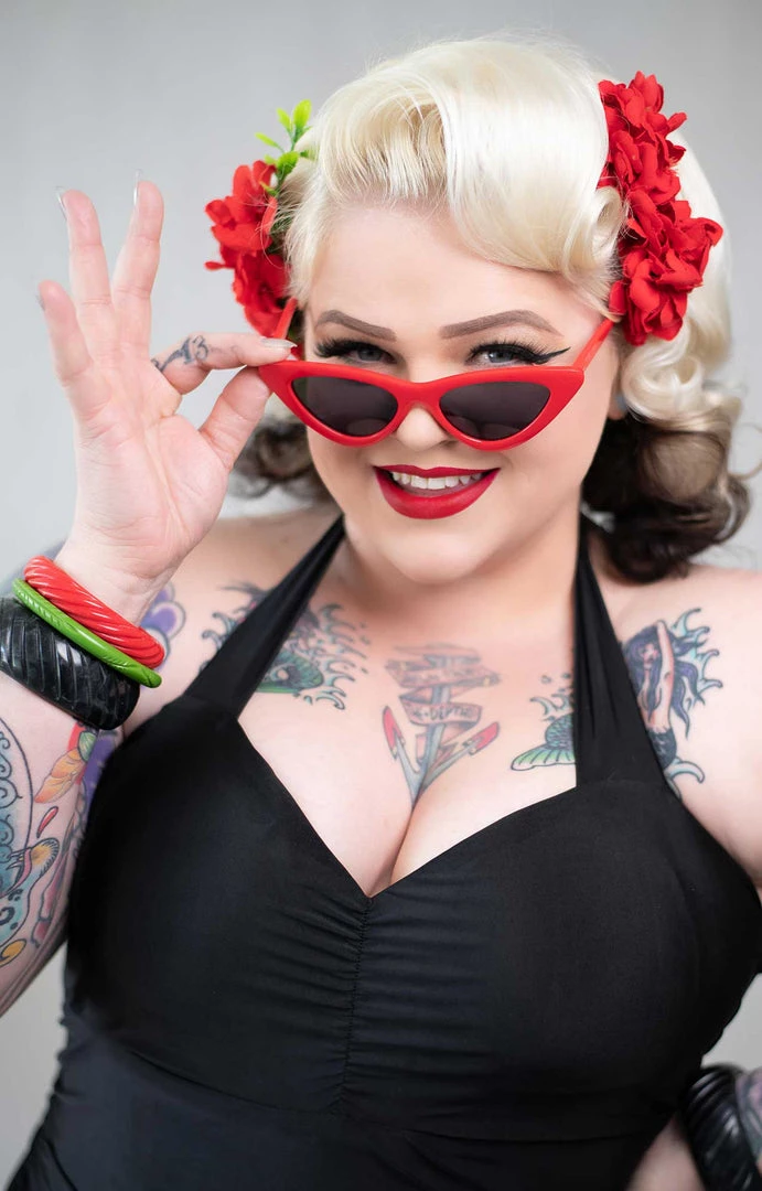 Ghouls Just Wanna Have Sun SOURPUSS SOLID BLACK RUCHED ONE PIECE SWIMSUIT 4 Ghouls Just Wanna Have Sun SOURPUSS SOLID BLACK RUCHED ONE PIECE SWIMSUIT