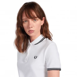 What's New FRED PERRY GIRLS TWIN TIPPED POLO WHT