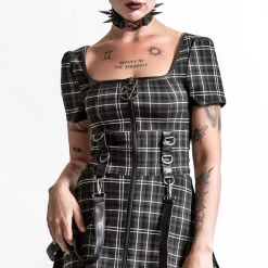 KILLSTAR GRAVE REBELLION DRESS ASH TARTAN Shop Sour+Plus