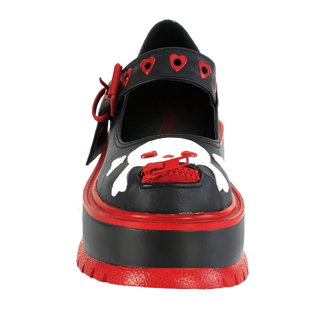 DEMONIA HEARTS N' SKULLS PLATFORM MARY JANES BLK/RED 5 DEMONIA HEARTS N' SKULLS PLATFORM MARY JANES BLK/RED