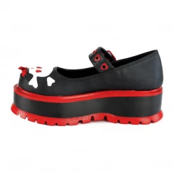 DEMONIA HEARTS N' SKULLS PLATFORM MARY JANES BLK/RED 10 DEMONIA HEARTS N' SKULLS PLATFORM MARY JANES BLK/RED