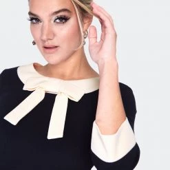 VOODOO VIXEN HELEN 60'S KNIT DRESS WITH POCKETS BLACK Apparel