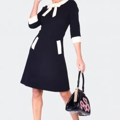 VOODOO VIXEN HELEN 60'S KNIT DRESS WITH POCKETS BLACK Apparel 10 VOODOO VIXEN HELEN 60'S KNIT DRESS WITH POCKETS BLACK Apparel