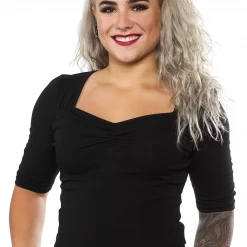 Shop Sour+Plus HELL BUNNY PHILIPPA TOP BLACK