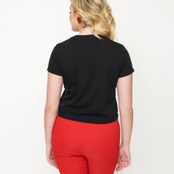 Shop Sour+Plus UNIQUE VINTAGE X HELLO KITTTY BLACK HELLO KITTY CROP TEE