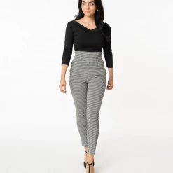 Shop Sour+Plus UNIQUE VINTAGE HOUNDSTOOTH RIZZO CIGARETTE PANTS