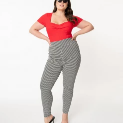 Shop Sour+Plus UNIQUE VINTAGE HOUNDSTOOTH RIZZO CIGARETTE PANTS