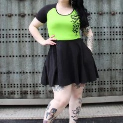 SOURPUSS NOKTURNAL BATS RAGLAN SKATER DRESS GREEN Neon Dreams 10 SOURPUSS NOKTURNAL BATS RAGLAN SKATER DRESS GREEN Neon Dreams