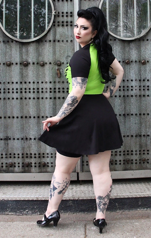 SOURPUSS NOKTURNAL BATS RAGLAN SKATER DRESS GREEN Neon Dreams 5 SOURPUSS NOKTURNAL BATS RAGLAN SKATER DRESS GREEN Neon Dreams