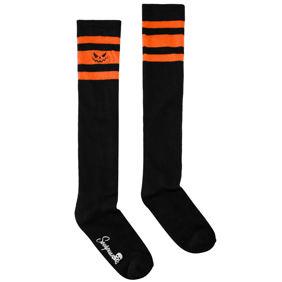 SOURPUSS PUMPKIN KNEE SOCKS BLACK/ORANGE Shop Sourpuss 3 SOURPUSS PUMPKIN KNEE SOCKS BLACK/ORANGE Shop Sourpuss