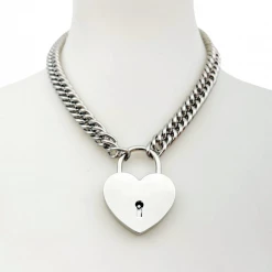 None JUMBO HEART LOCK PENDANT NECKLACE SILVER Ghouls Just Wanna Have Sun