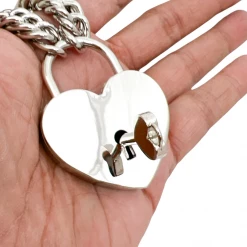 None JUMBO HEART LOCK PENDANT NECKLACE SILVER Ghouls Just Wanna Have Sun