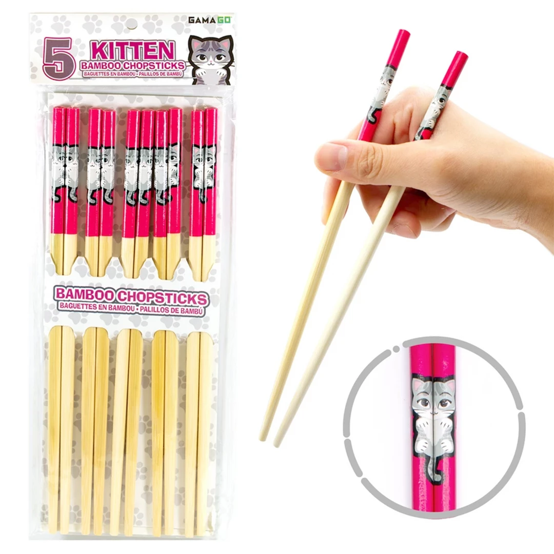 None Homewares KITTEN BAMBOO CHOPSTICKS SET 3 None Homewares KITTEN BAMBOO CHOPSTICKS SET