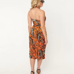 UNIQUE VINTAGE PARROT PRINT LEILANI SARONG DRESS