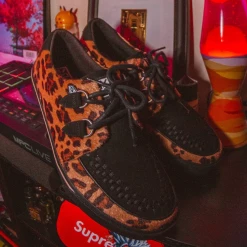 T.U.K. D-RING VEGAN VLK SNEAKER BLACK AND LEOPARD 10 T.U.K. D-RING VEGAN VLK SNEAKER BLACK AND LEOPARD