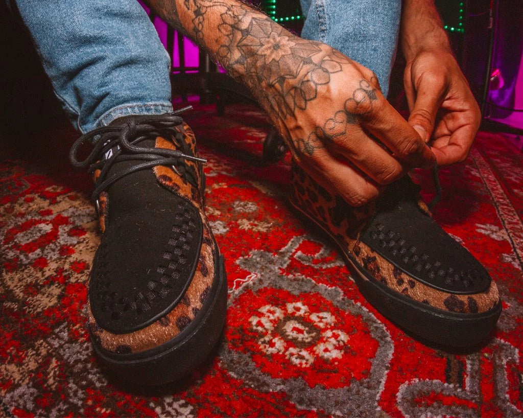 T.U.K. D-RING VEGAN VLK SNEAKER BLACK AND LEOPARD 7 T.U.K. D-RING VEGAN VLK SNEAKER BLACK AND LEOPARD