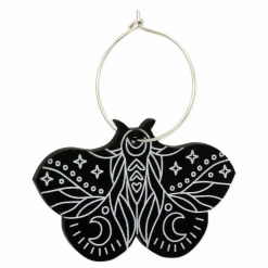 None LUNA MOTH HOOP EARRINGS BLK/WHT What's New