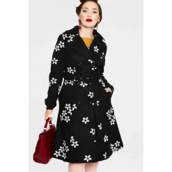 VOODOO VIXEN MARJORIE FLORAL COAT BLACK