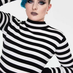 JAWBREAKER MENACE BLK/WHT STRIPED SWEATER Apparel