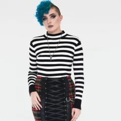 JAWBREAKER MENACE BLK/WHT STRIPED SWEATER Apparel