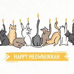 None Holidays HAPPY MEOWNUKKAH HANUKKAH GREETING CARD