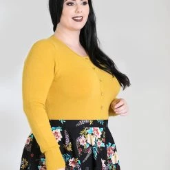 HELL BUNNY PALOMA CARDIGAN MUSTARD