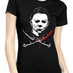 ROCK REBEL MICHAEL MYERS CROSSED KNIVES TEE