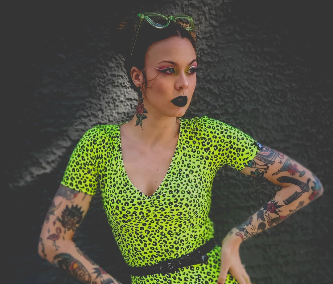 SOURPUSS NEON YELLOW LEOPARD SUZIE TOP 3 SOURPUSS NEON YELLOW LEOPARD SUZIE TOP