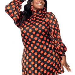 SMAK PARLOUR BLACK & ORANGE POLKA DOT GIRL TALK SHIFT DRESS Shop Sour+Plus