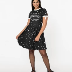 UNIQUE VINTAGE X OUIJA BOARD TESSA FIT & FLARE DRESS