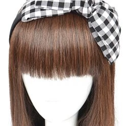 None PATTY GINGHAM BOW HEADBAND BLACK