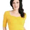 HELL BUNNY PHILIPPA TOP MUSTARD