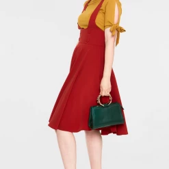 VOODOO VIXEN PHOEBE HIGH WAISTED OVERALL SKIRT RUST