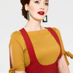 VOODOO VIXEN PHOEBE HIGH WAISTED OVERALL SKIRT RUST