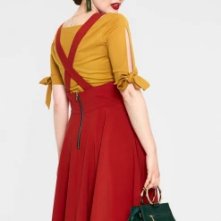 VOODOO VIXEN PHOEBE HIGH WAISTED OVERALL SKIRT RUST