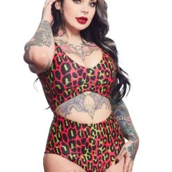 SOURPUSS LEOPARD MONOKINI HOT PINK